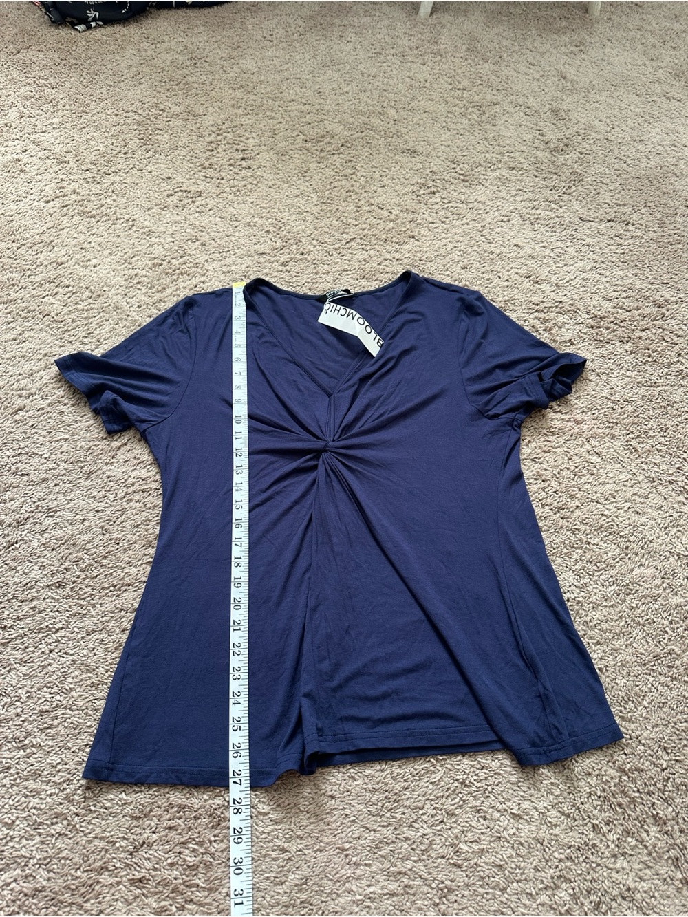 Bloomchic Navy Blue Supersoft Ruched V-Neck T-Shirt Size 14/16 - Picture 7 of 7